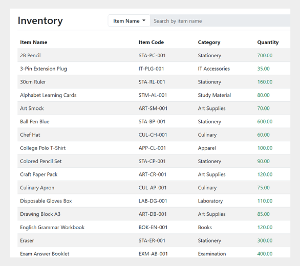 Inventory Module Online Software